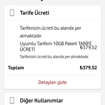 Vodafone Fazla Fatura Fiyatı