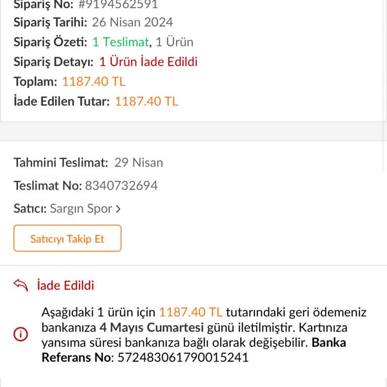 Trendyol Resen İade Edilen Ürün Ve Mağdur Edilmem Hk