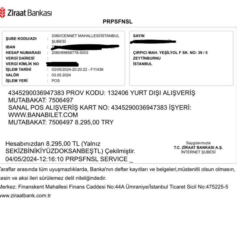 Banabilet.com Teslim Edilmeyen Bilet