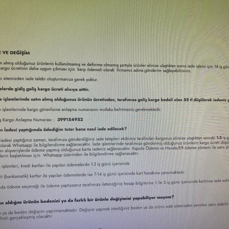 Elif Özoğlu Collection Kargo Ücreti Karmaşası: İade Hakkım Engellendi!