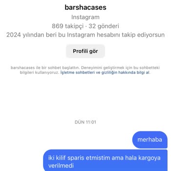 Barsha Cases Ürünüm Kargolanmadı Ve İletişim Kurulamıyor!