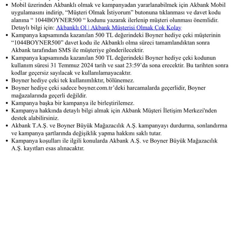 Akbank'ın Boyner İçin Verdiği İndirim Kodu Geçerli Değil