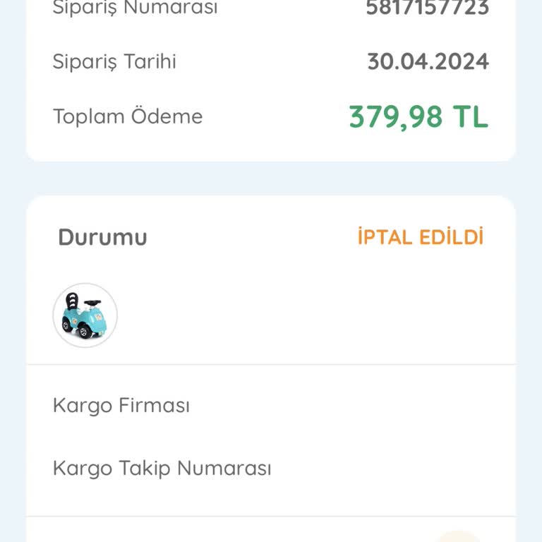 Ebebek Durduk Yere Sipariş İptali!