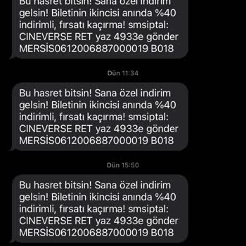 CGV (Mars Media) Sürekli Gelen SMS Ler