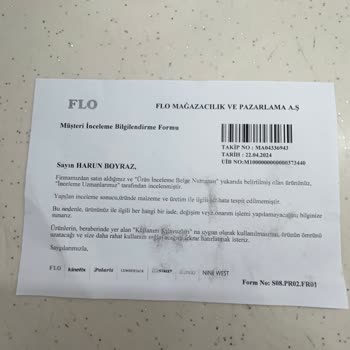 FLO Ayakkabı Ayakkabının İç Kumaşının Yırtılması Ve Ayağı Yara Etmesi