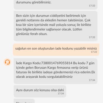 Trendyol İadeyi Kargo Firması Borusan Lojistik'e Bildirmiyor