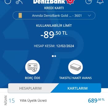 Denizbank Kredi Kartı Senelik Ücret Kesimi