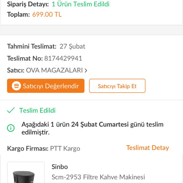 Sinbo Fitre Kahve Makinesi