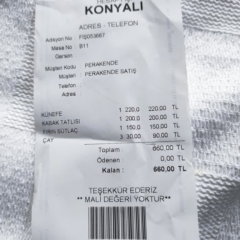 Konyalı Restaurant (Çeşme) Değerlerimiz Kayboluyor, Yazık... Çeşme Konyalı... Yazık...