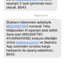 Sephora Mağazadan Teslimat Stok Hatası Sonucu Ücret İadesi