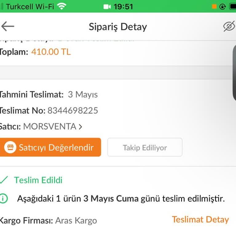 Aras Kargo Teslim Edildi Gösteriyor