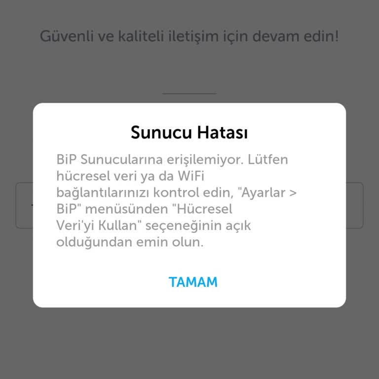 BİP Sunucu Hücresel Veri