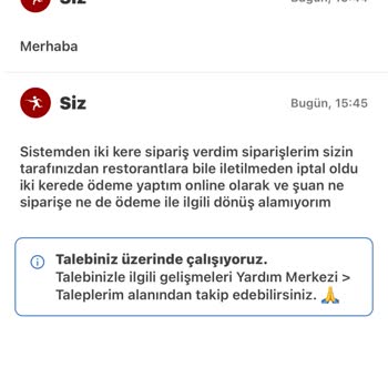 Yemek Sepeti Ödeme İadesi Sorunu