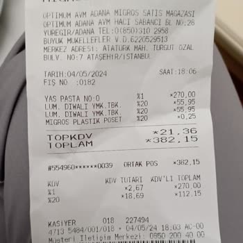 Optimum AVM (Adana) Pasta Bozuk Ve Bayattı