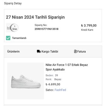 Fashfed Siparişinin Yanlış Gelmesi