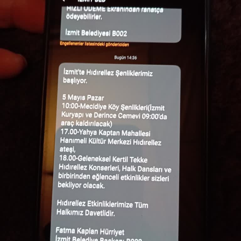 İzmit Belediyesi Yetkililerine. SMS Göndermeyin Herkese