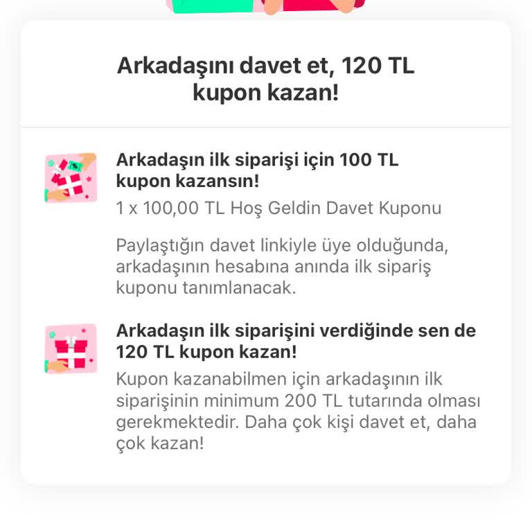 Yemek Sepeti Arkadaş Davet Kampanyası Kuponu