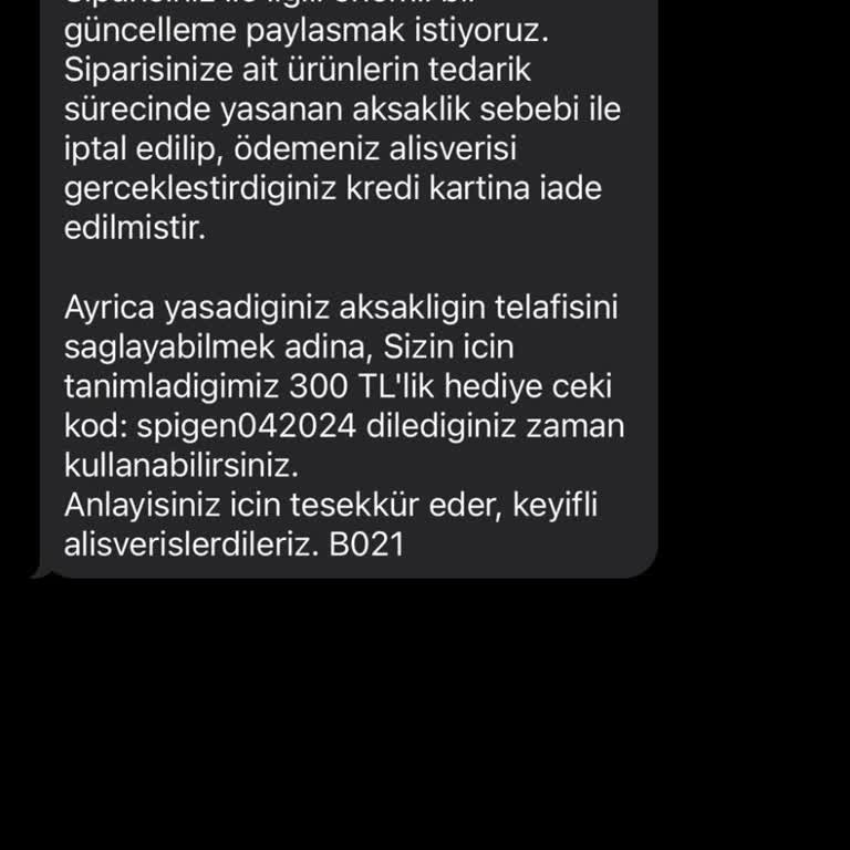 Spigen.tr Sattığı Ürünü Tedarik Edemeyip Parasını Alıp İade Etmiyor