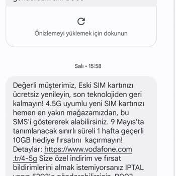 Vodafone Ücretsiz Hat Yenileme Mesajı Atıyor Fakat Ücret Talep Ediyor.