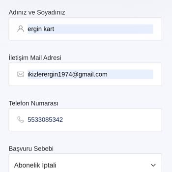 Vizyonmobil A. Ş. Kendi Yaptığı Aboneliği İptal Etmiyor.