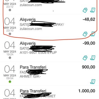 Zula Oyundan Fazla Çekilen Paramın İadesi