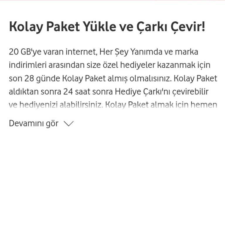 Vodafone Çark Çevirme Hatası