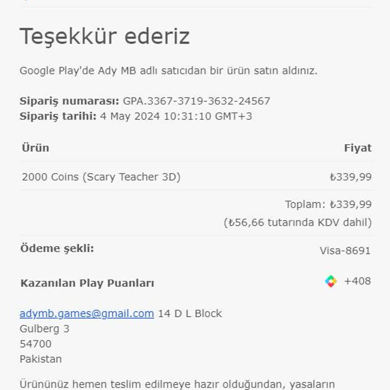 Google Play Yanlışlıkla Alınan Ürünü İade Almıyor