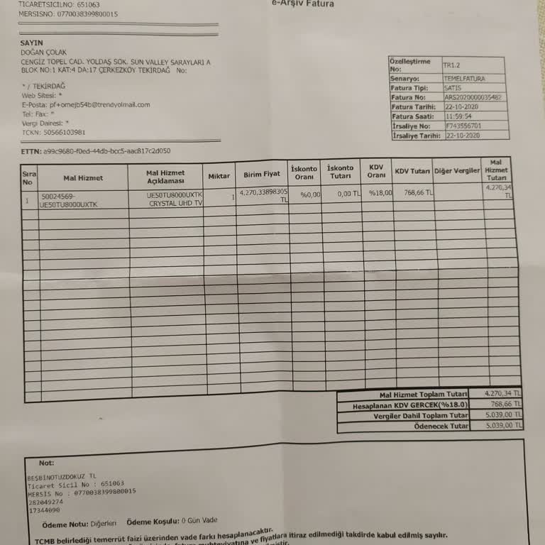 Samsung 50TU8000 Televizyon Arızası