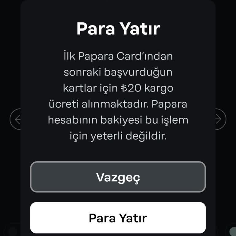 Papara Kart Elime Ulaşmadı