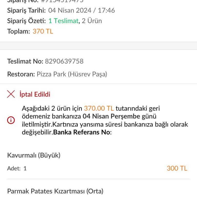 Trendyol Yemek Trendyol Para İadesi Yapmıyor