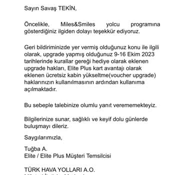 THY Sadakat Programı Hüsranı: Elit Plus Üyesinin Upgrade Hayal Kırıklığı