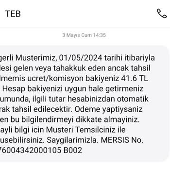 TEB Bankası Yıllık Kart Ücreti Kesintisi