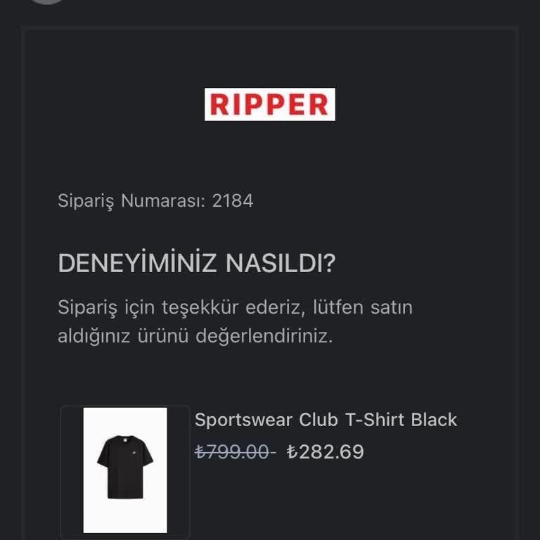 Ripper Wear Aldığım Ürün Gelmedi