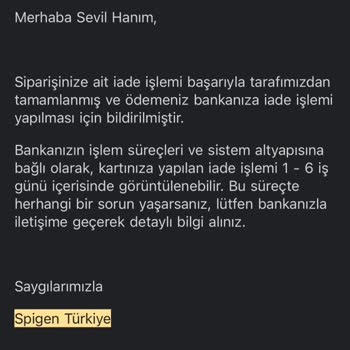 Spigen Türkiye (Anka Mobil) Ücret İadesi Sorunu