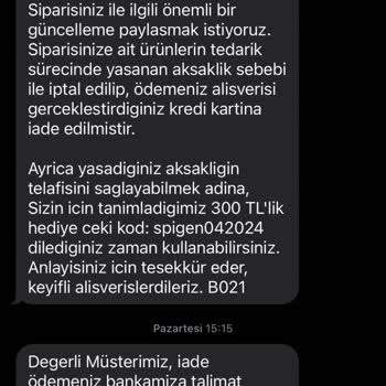 Spigen Türkiye (Anka Mobil) Ücret İadesi Sorunu