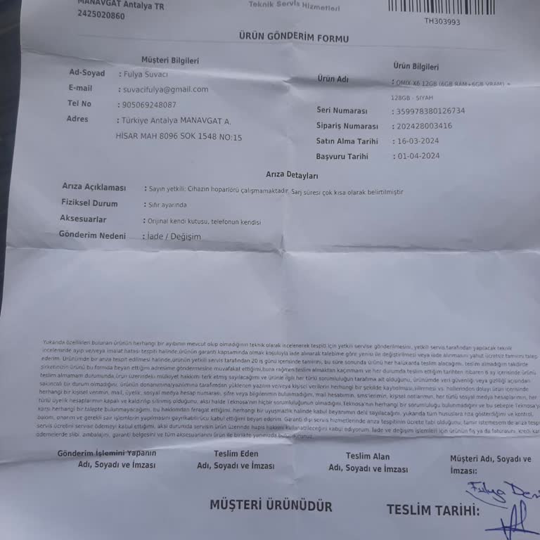 Omix X6 Şikayet Var