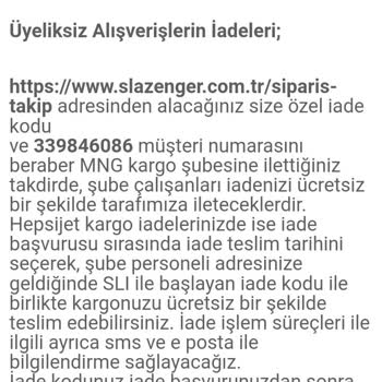 Slazenger Ürün İade Kodu Alamıyorum