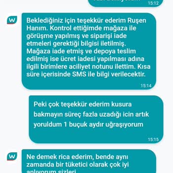 Watsons 1 Aydır Ücret İademi Yatırmıyor Ve Dönüş Yapmıyor