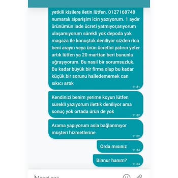 Watsons 1 Aydır Ücret İademi Yatırmıyor Ve Dönüş Yapmıyor