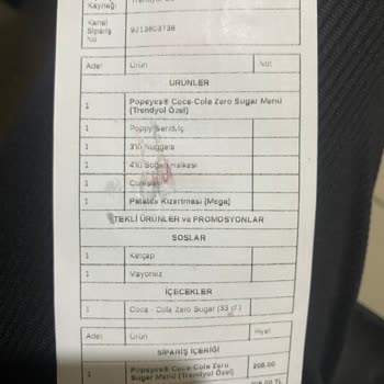 Popeyes Yanlış Ve Eksik Ürün Göndermesi