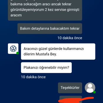 Volkswagenim Uygulaması Bakım Geçmişi.