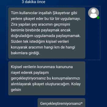 Volkswagenim Uygulaması Bakım Geçmişi.