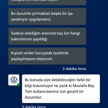 Volkswagenim Uygulaması Bakım Geçmişi.