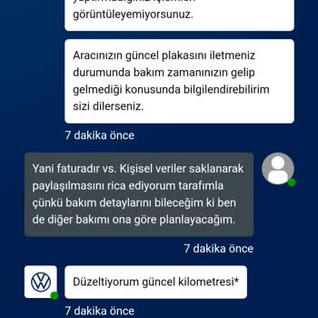 Volkswagenim Uygulaması Bakım Geçmişi.