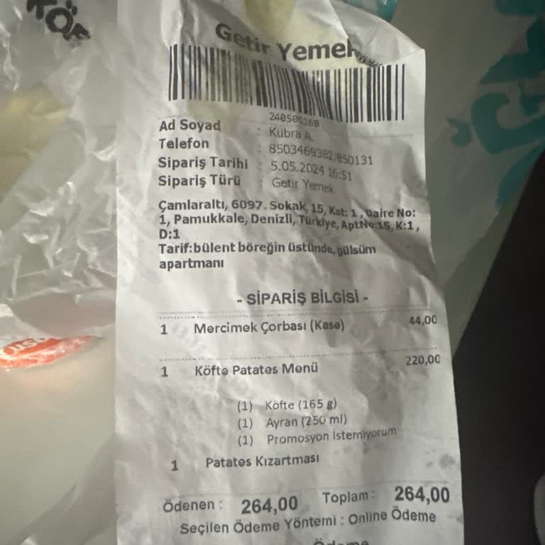 Köfteci Yusuf 1 Saat 45 Dakika Geciken Sipariş