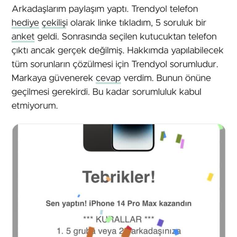 Trendyol Anneler Günü Hediyesi Linki Şikayet