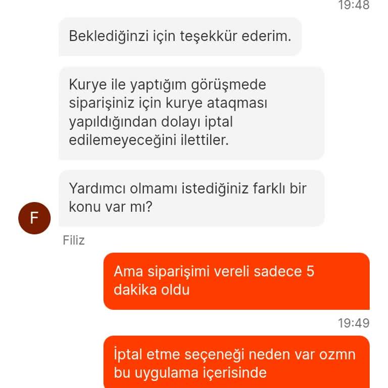 Migros Yemek Sipariş İptali Reddedildi