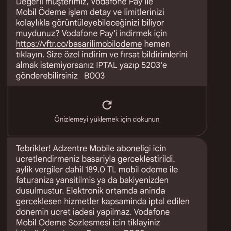 Vodafone Onaysız İşlem Yapılıyor.
