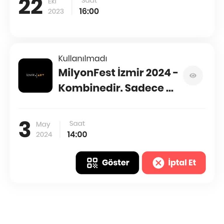 Milyonfest İzmir Art Uygulamasından Aldığım Biletin Kabul Edilmemesi