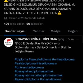 Replika Diploma Twitter Sayfaları Tarafından Mağdur Edildim
